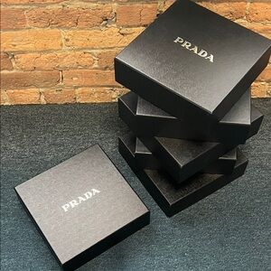Prada 6 Luxurious Black Hard Storage Boxes 9.5”x9.5”x3”